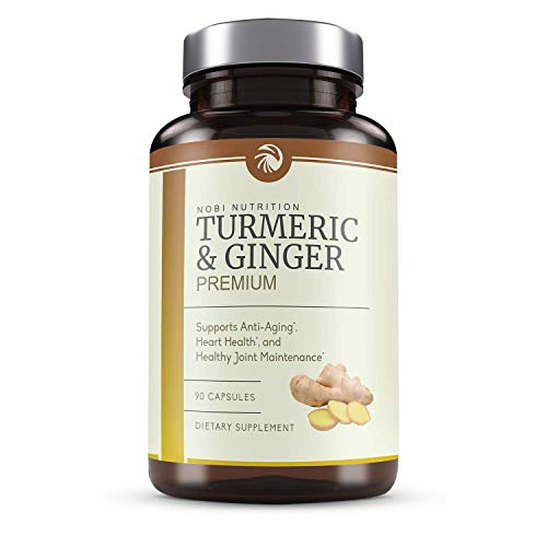 Nobi Nutrition Turmeric Curcumin with Ginger and BioPerine - Back Pain Relief, Joint Support and Anti Inflammatory - Tasteless Black Pepper for Quick Absorption - 90 Vegan Capsules