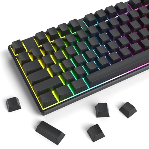 Guffercty kred Schwarze Blanko-Tastenkappen, Dickes PBT-Kirschprofil, 129 Tasten, minimalistisches Dolch-Tastenkappen-Set mit 7U Leertaste für mechani