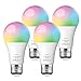 Aoycocr Smart Lights Led Bulb Daylight (6500K) 7.5W A19 - Medium Screw Base (E26) - 750 Lumens(65W equiv.) - Dimmable - RGB Color Changing - Voice Control - No Hub Required - UL Listed - 4 Pack