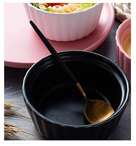 BonNoces 5 Ounce Porcelain Ramekins/Souffle Dishes - Elegant Matte Color Baking Cup for Pudding, Ice Cream and Creme Brulee - Set of 6 (Black) - Thumbnail 3