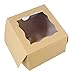 Spec101 Brown Bakery Boxes with Window, 25pk - 4in x 4in Cake Boxes, Party Favor Boxes, Candy Boxes, Dessert Boxes