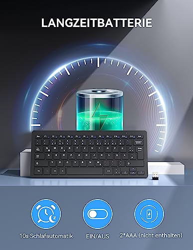 TeckNet X 315 ultra slim wireless Mini keyboard (QWERTZ, 2.4 GHz, 84 keys) black