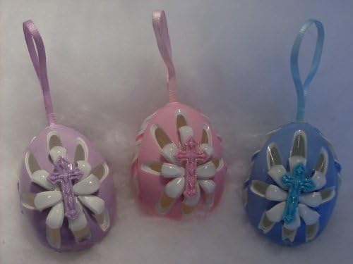 Hand-Carved Wax Easter Ornaments - Set of 3 (Cross)