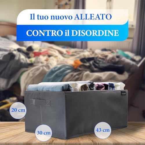 GF WAY Set of 3 Wardrobe Organizer with 9 Compartments, Space-Saving Boxes for Drawers, Linen, Underwear, Stockings and Accessories, Rigid Walls, Durable Fabric, Modern Design, 43 x 30 x 20 cm