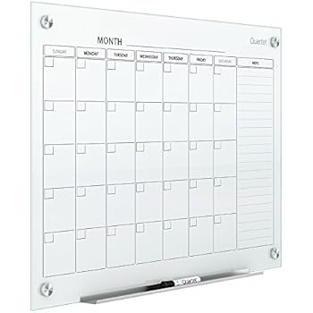 Quartet Magnetic Whiteboard Calendar, Glass Dry Erase White Board Planner, 3' x 2', White Surface, Frameless, Infinity (GC3624F)