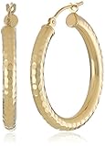 14k Yellow Gold Bright-Cut Hoop Earrings