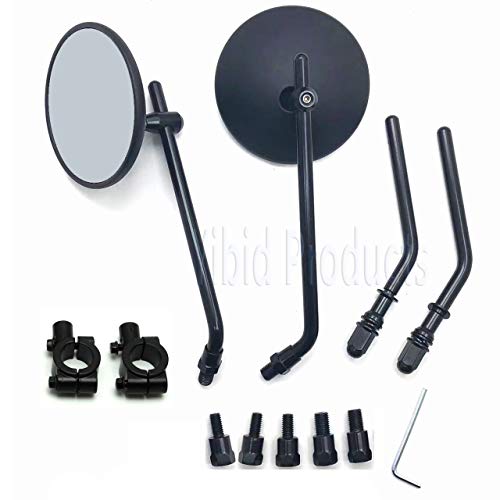 Yibid Universal 4" Round Motorcycle Rearview Side Mirrors Matte Black Classic Retro Mirrors Multi-fit for Harley Cruiser Chopper Cafe Racer Sportster Bobber Touring Dyna Honda Kawasaki Suzuki Yamaha - Thumbnail 7