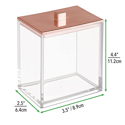 mDesign Bathroom Storage Canister for Cotton Swabs, Bath Salts, Cotton Balls Clear/Rose Gold