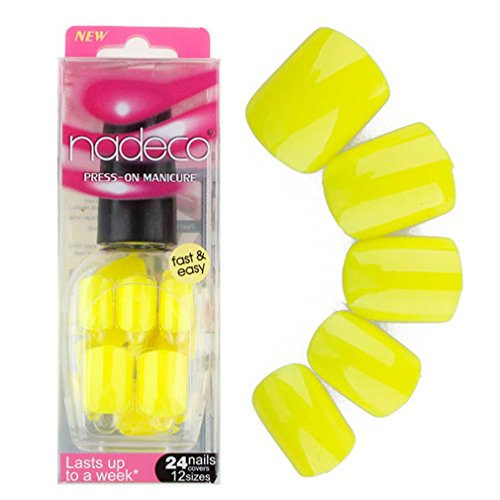 Elite99 Color False Nails Tips Press On Manicure Fashion Design Short Length No Need Glue Yellow