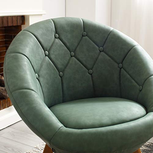 Volans Mid Century Modern Swivel Accent Chair, Faux Leather Vanity