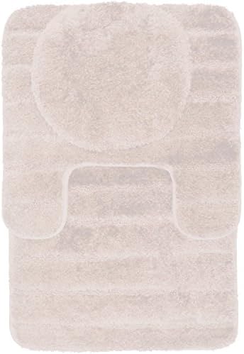 Casale Home 847431000014 Bright Nylon 3 Piece Bath Rug Set, Cream, 3