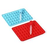 Home Kitty 2 Pack 50 Cavity Silicone Gummy Bear Candy Maker Molds - 2 PCS BONUS Easy Fill Droppers