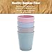 4pcs Bamboo Kids Cups (10oz) for Baby feeding, Non Toxic & Safe Toddler cups for Drinking，Eco-Friendly Tableware for Baby Toddler Kids Bamboo Kids Dinnerware sets，03 primary