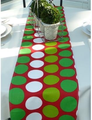 Appleberry Attic Polka Dots Table Runner Collection (Red &amp; Green) Handmade in USA