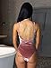 OQC Women's Plunge V Neck Backless Strap Tight Velvet Bodysuit Jumpsuit Leotard