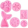 Lytivagen 6 stuks siliconen vormen, zeemeermin, fondantvormen, bakvorm, silicone 3D dieren, chocoladevorm voor cake…