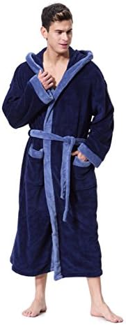 Men's Hooded Bathrobe in 2 Colored Soft Spa Kimono Shawl Collar Hooded Long Robe Unisex