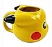 JUST FUNKY 16 OZ Pokemon OFFICIAL Pikachu Face Molded Yellow Ceramic Coffee Mug, Novelty GIFT for Pokemon fans