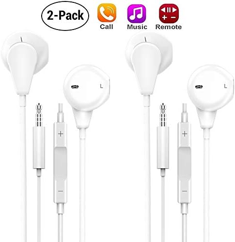 AXELECT 2pack Headphones Compatible for iPhone 6, 3.5 mm Earphones with Microphone Stereo Earbuds with Remote Noise Cancelling Headsets for Samsung Galaxy S8 S7 S6 and More Android Smartphones