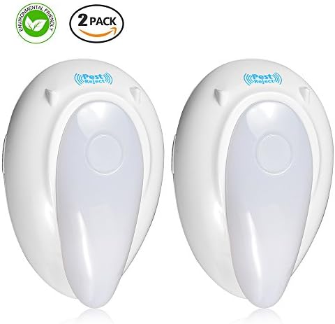 Ultrasonic Pest Repeller, 4 Levels of Frequency Conversion Mode with Night Light, Electronic Plug in Insect Repellent for Mosquitoes Mice Cockroaches Rats Bugs Spiders Ants Flies(2 PACK)
