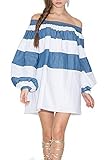 Summerwhisper Women's Off Shoulder Denim Dress White XX-Large