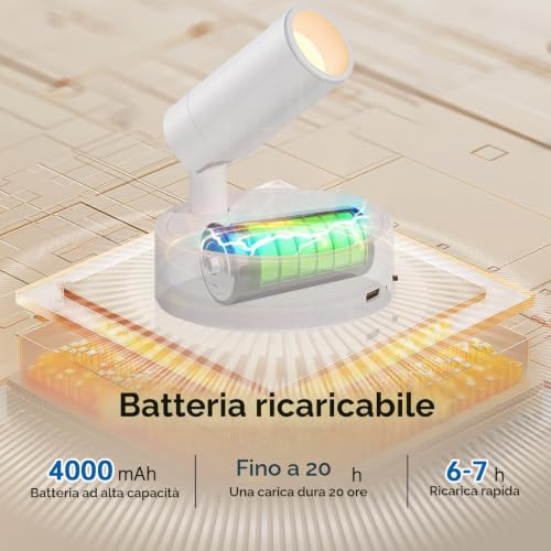 TaoFiaCo 2 x LED Rechargeable Indoor Wall Spotlights, White, Pack of 2 | USB Wall Light with Remote Control, 3 Colours, Wireless LED Spotlight for Lighting of Pictures Plants Bedroom