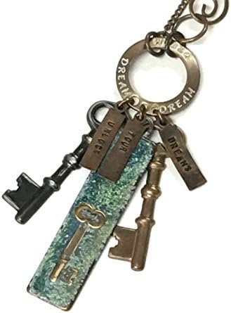Unlock your Dreams hand stamped dangle necklace with keys