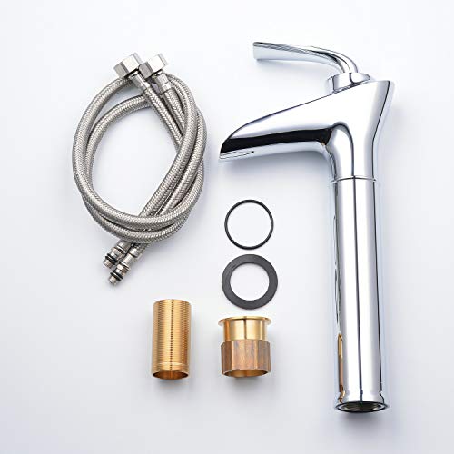 Modern Waterfall Lavatory Bathroom Faucet Tall Deck Mount One Handle Single Hole Vessel Mixer Tap Plumbing Fixtures Unique Designer Chrome - Thumbnail 7