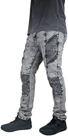 Men's Distressed Ripped Biker Denim Style Jeans Black tnd58 38