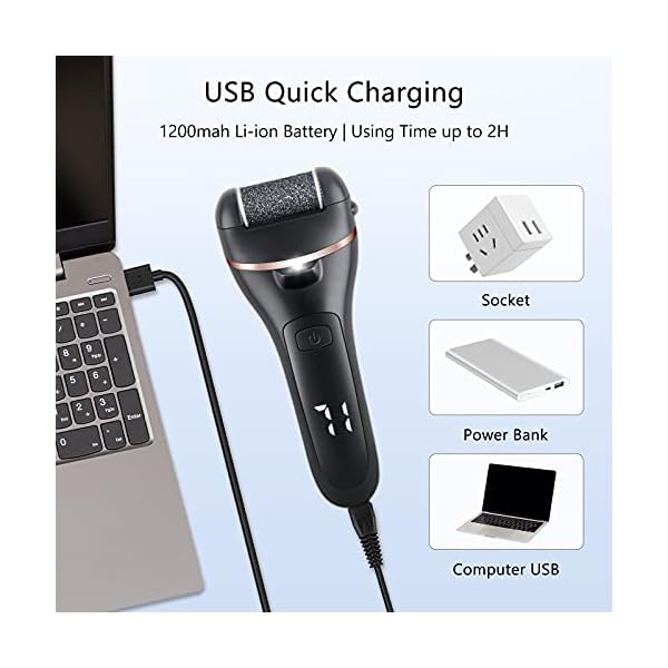 ZOUYUE-Electric-Foot-File-Pedicure-Set-Rechargeable-Waterproof-Hard-Skin-Remover-with-3-Rollers-and-2-Speeds-Callus-Remover-Foot-Care-Gift-Kit-for-Cracked-Heels-Calluses-and-Dead-SkinBlack ZOUYUE Electric Foot File Pedicure Set, Rechargeable Waterproof Hard Skin Remover with 3 Rollers and 2 Speeds, Callus…