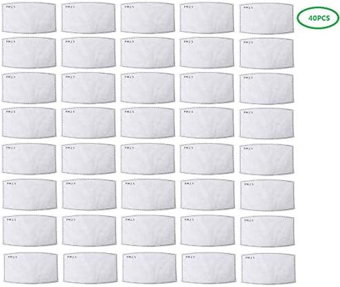 LOBKIN 40 pcs Activated Carbon Filters 5 Layers Filtration Exhaust Gas Anti Pollen Allergy Dust_Mask Replacement Filter