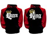 Couple Matching King Queen Crown Raglan Hoodie Pullover Hooded Sweatshirt