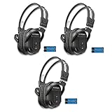 3 Pack of Two Channel Folding Universal Rear Entertainment System Infrared Headphones Wireless IR DVD Player Head Phones for in Car TV Video Audio Listening