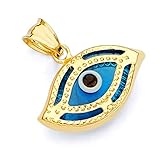14k Yellow Gold Evil Eye Pendant