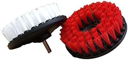 Cleaning Flat Drill Brushes, One Soft, One Medium, Clean Windows, Shower Doors, Tile and Grout, Carpet