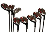 Majek Senior Men's Golf All Hybrid Complete Full Set, which Includes: #3, 4, 5, 6, 7, 8, 9, PW Senior Flex with Tacki-Mac Jumbo Soft Wrap Grips Right Handed Clubs