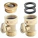 BriSunshine 2pcs Heavy Duty Brass Garden Hose Connector with Shut Off Valve 3/4 inch Solid Garden Hose Connector