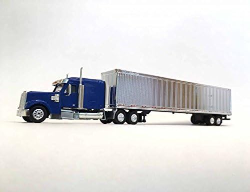 Blue Freightliner Coronado with Chrome Colored Dry Van Trailer