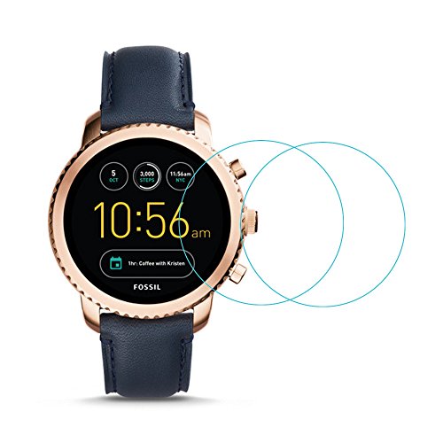 For FOSSIL Q EXPLORIST Screen Protector, 2.5D rounded edges 9H Premium Real Tempered Glass Screen Protector  For Fossil Q Explorist Gen 3 ( 46mm ) Anti Scratch Protector （2Pack）-NEW