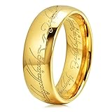 Three Keys Jewelry The One Ring Lord Of The Rings Style Tungsten Ring Gold Color Lord Rings Laser Etched