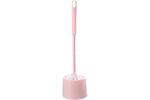 Toilet Brush and Holder Set, Long Handle Thick Toilet Brush and Holder Set Non Slip Ergonomic Non Scratch Bathroom