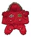 Pineocus Small Dog Apparel Airman Fleece Winter Coat Snowsuit Hooded Jumpsuit Waterproof Coat(for Dog Like Poodle, Pinscher, Shih tzu,Chihuahua, Size Runs Small One to Two Size Than US Size) Red XL