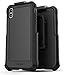 Encased Heavy Duty iPhone Xs MAX Case with Clip - Military Grade Belt Case with Holster and Tempered Glass Screen Protector (Matte Black)