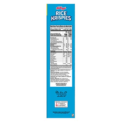 Kellogg's Rice Krispies Breakfast Cereal, Original, Fat-Free, Family Size, 24 oz Box