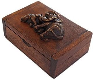 Vintage Thai Teak Wood Box with Elephants 100% Quality Handmade by CM Star