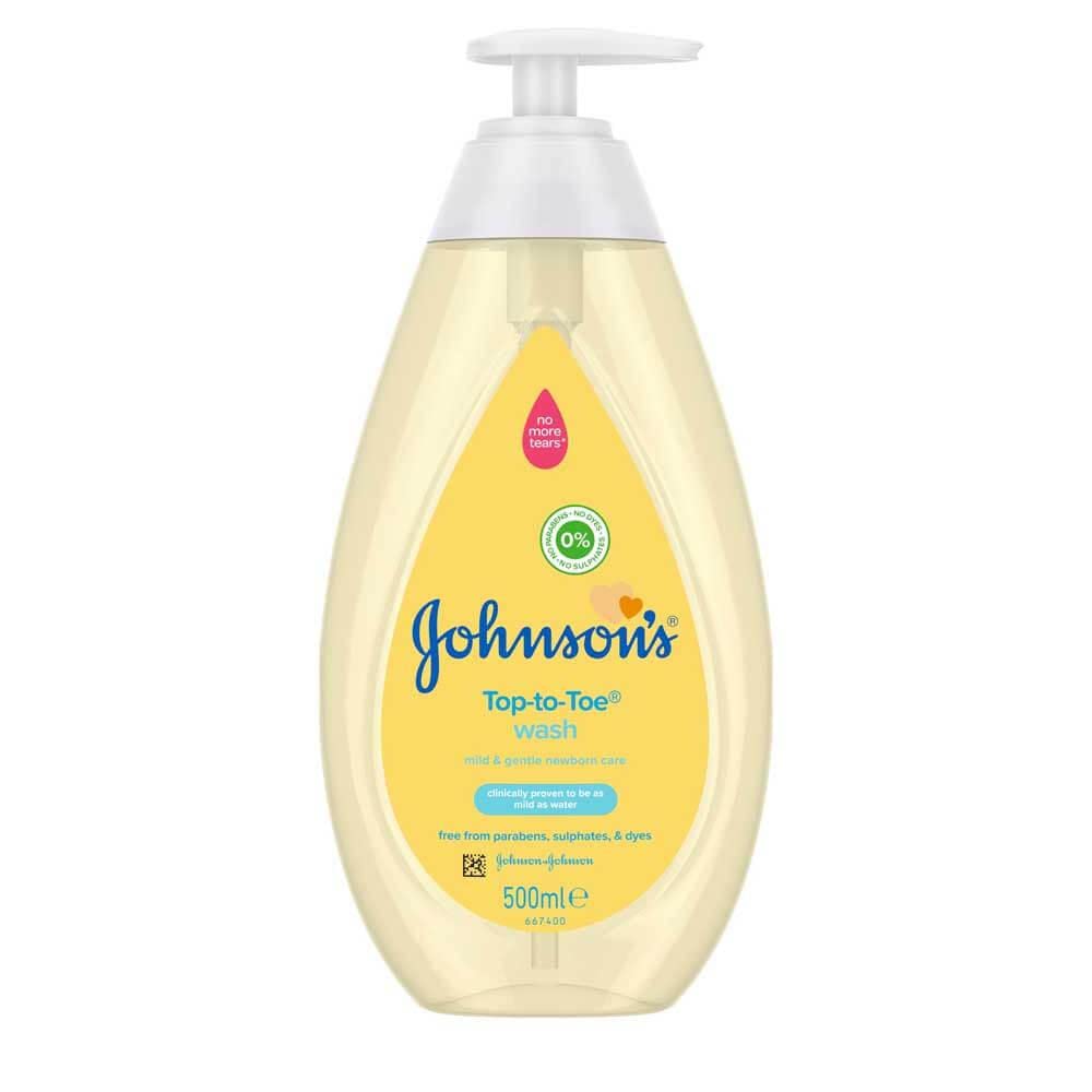Johnson's Baby,500 ml (Pack of 6) Top-to-Toe Wash 500ml – Formulated for Newborn's Delicate Skin (Pack of 6)