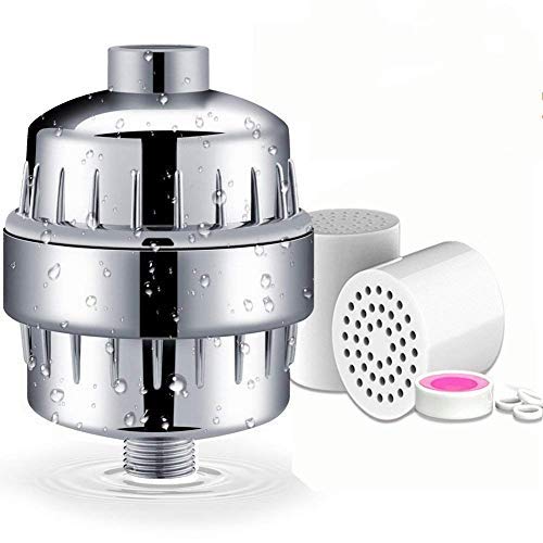 Ahbbry 12-Stage Shower Water Filter with 2 Replacement Cartridges, to Remove Hard Water, Chlorine, Flouride and Heavy Metals, for Any Shower Head and Handheld Shower,to Protect Your Skin and Hair