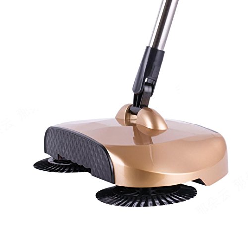 Leegor Big Appetite 360 Rotary Home Use Manual Hand-Push Type Robotcleaner Floor Dust Sweeper Mute Durable Cleaner With Adjustable Handle (Gold)