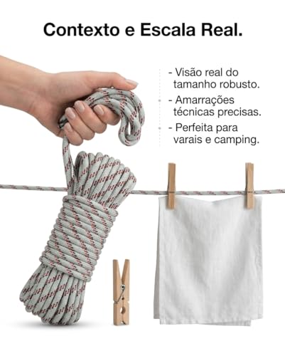Kit 2 Cordas Varal Multiuso 20m Cada Nylon Alta Resistencia Para Camping Amarracao Escalada Corda Textil