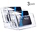 MaxGear Clear Acrylic Business Card Holder 2 Pocket Business Card Display Plastic Business Card Stand Holder Desktop Multi Business Card Holder with 120 Card Capacity,3 Pack